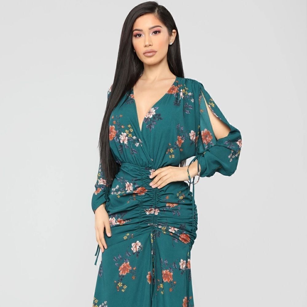 Fashion Nova you are mine maxi emerald dress